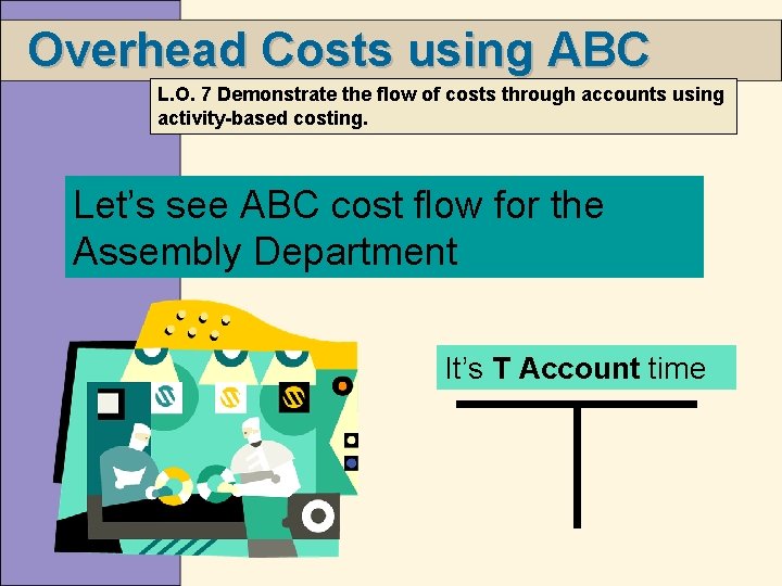 Overhead Costs using ABC L. O. 7 Demonstrate the flow of costs through accounts