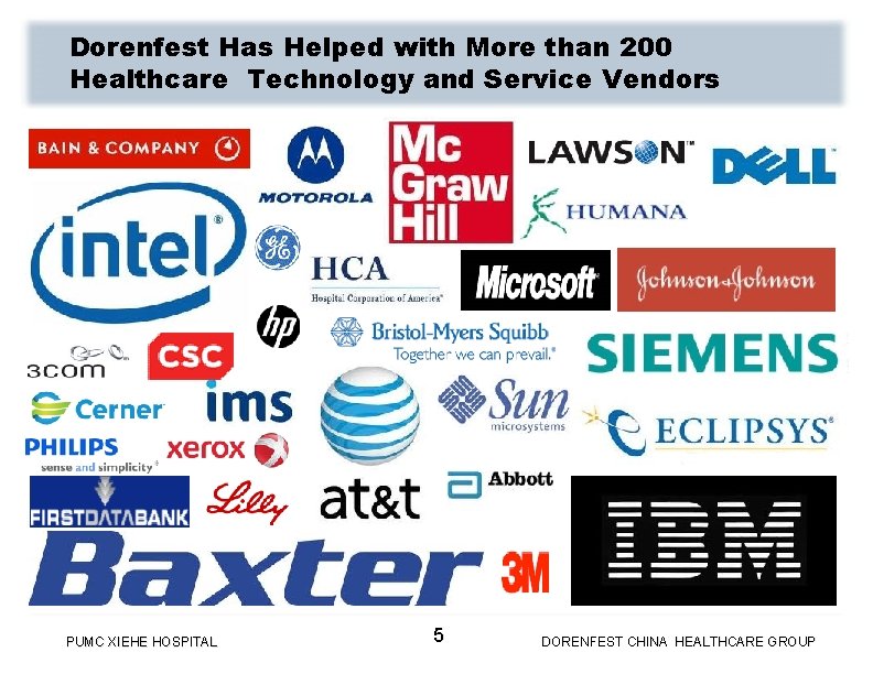 Dorenfest Has Helped with More than 200 Healthcare Technology and Service Vendors PUMC XIEHE Dorenfest Has Helped with More than 200 Healthcare Technology and Service Vendors PUMC XIEHE