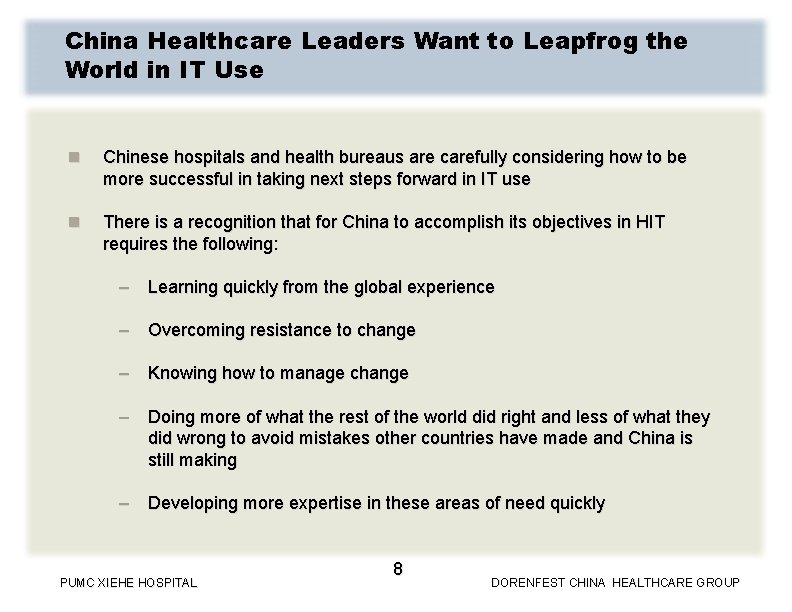 China Healthcare Leaders Want to Leapfrog the World in IT Use n Chinese hospitals