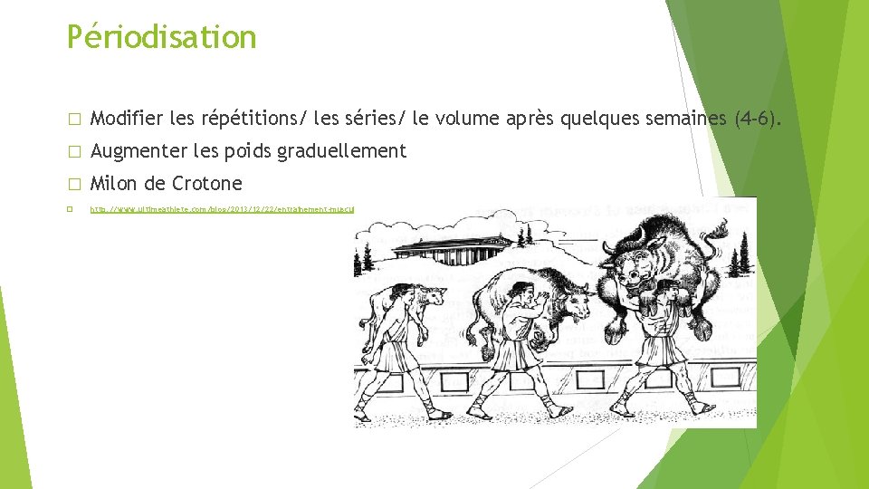Périodisation � Modifier les répétitions/ les séries/ le volume après quelques semaines (4 -6).