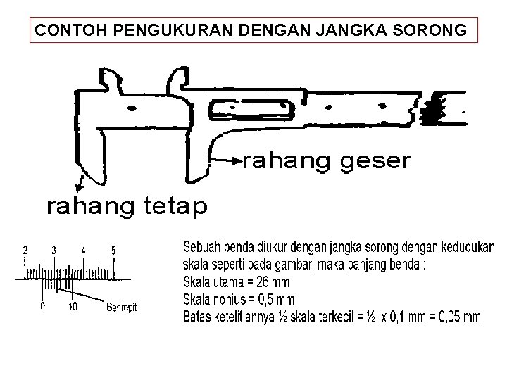 CONTOH PENGUKURAN DENGAN JANGKA SORONG 