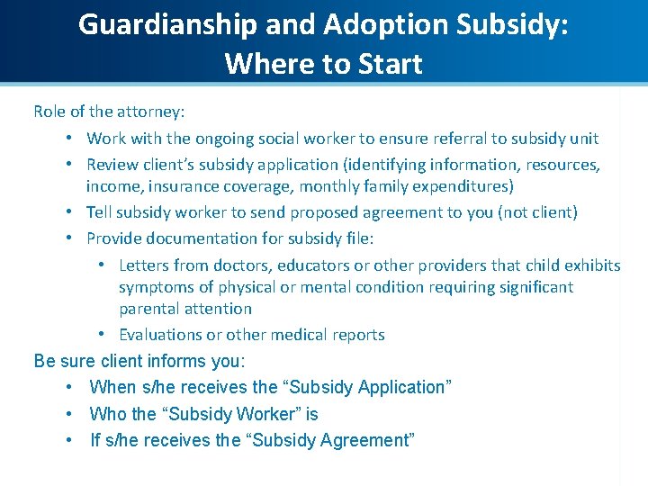 Guardianship and Adoption Subsidy – Guardianship and Adoption Subsidy: Where to Start: Where to