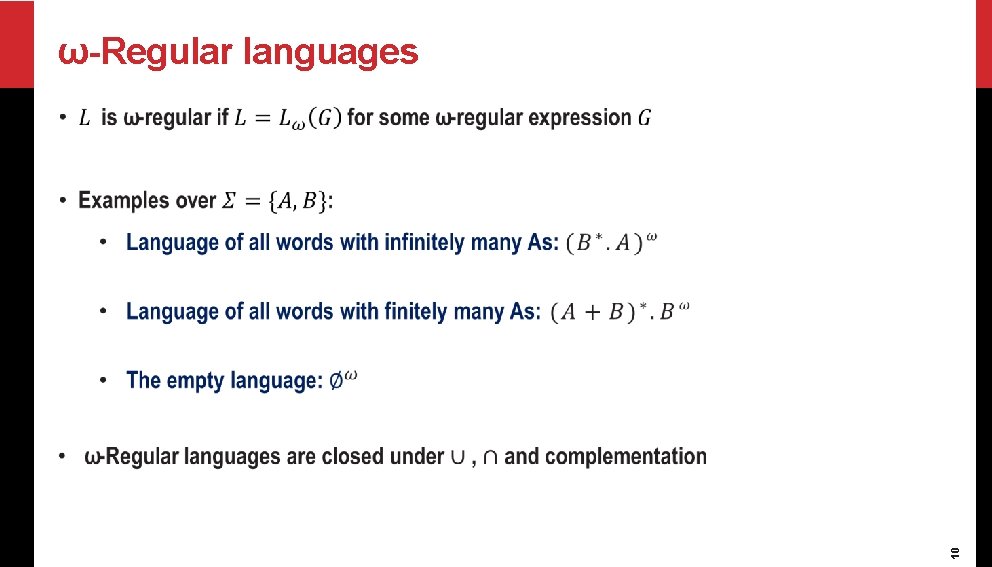 ω-Regular languages 10 