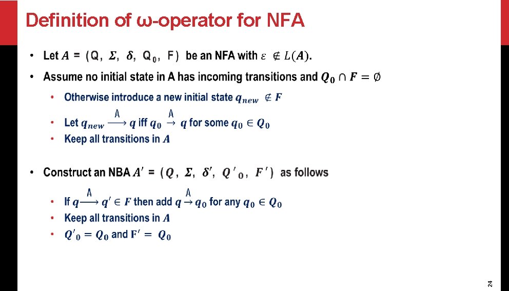 Definition of ω-operator for NFA 24 