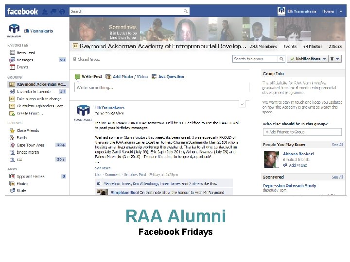 Alumni RAA Alumni Facebook Fridays Raymond Ackerman Academy 