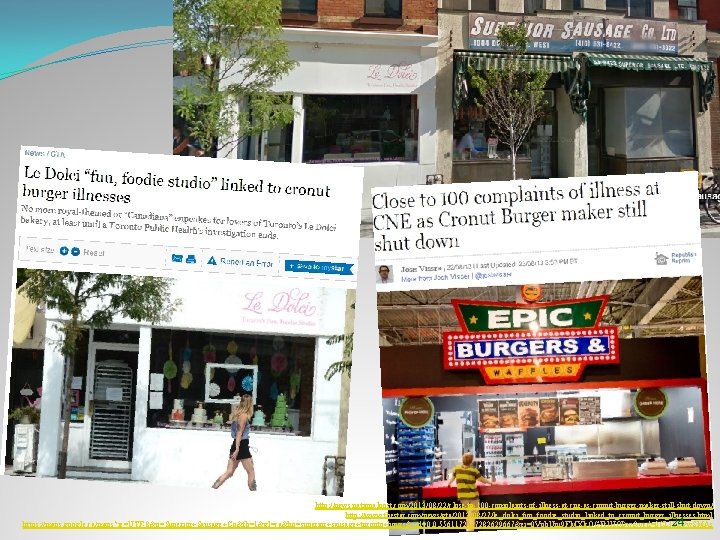 http: //news. nationalpost. com/2013/08/22/close-to-100 -complaints-of-illness-at-cne-as-cronut-burger-maker-still-shut-down/ http: //www. thestar. com/news/gta/2013/08/27/le_dolci_fun_foodie_studio_linked_to_cronut_burger_illnesses. html 24 https: //maps. google.