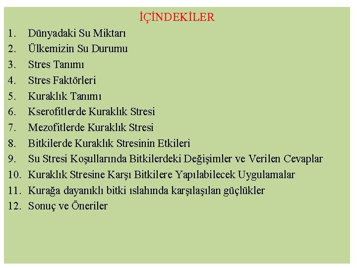 İÇİNDEKİLER 1. 2. 3. 4. 5. 6. 7. 8. 9. 10. 11. 12. Dünyadaki