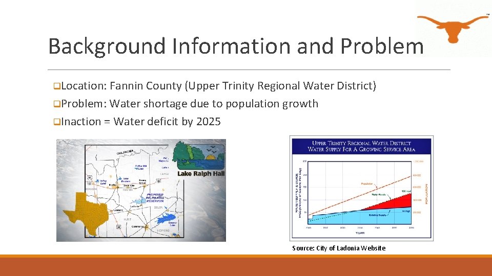 Background Information and Problem q. Location: Fannin County (Upper Trinity Regional Water District) q.