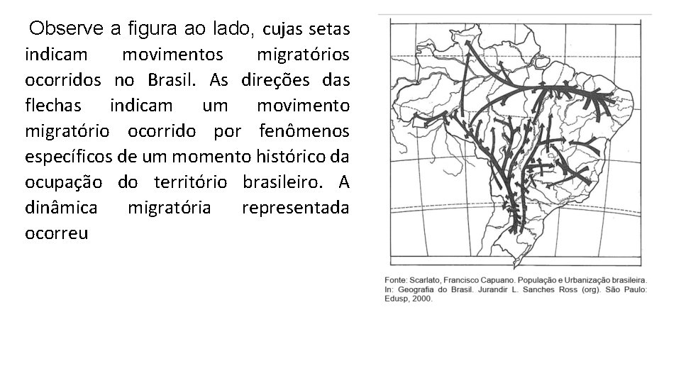 Observe a figura ao lado, cujas setas indicam movimentos migratórios ocorridos no Brasil.