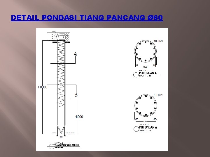 DETAIL PONDASI TIANG PANCANG Ø 60 