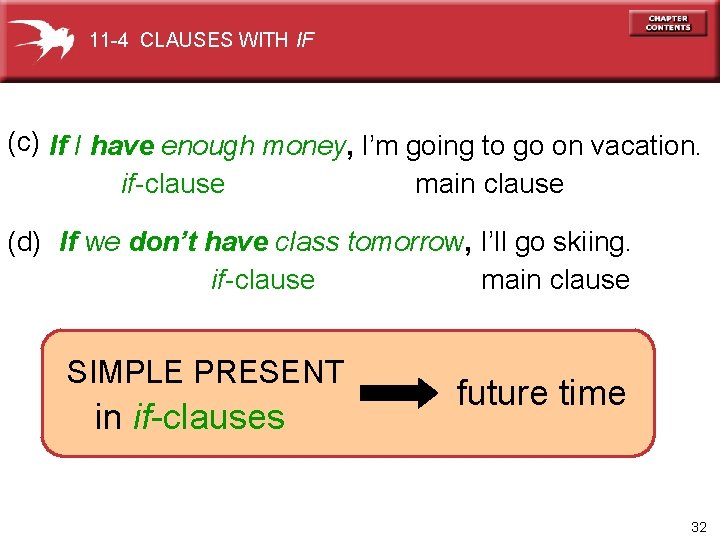 11 -4 CLAUSES WITH IF (c) If I have enough money, I’m going to