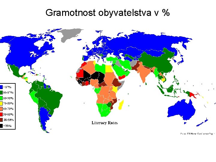 Gramotnost obyvatelstva v % 