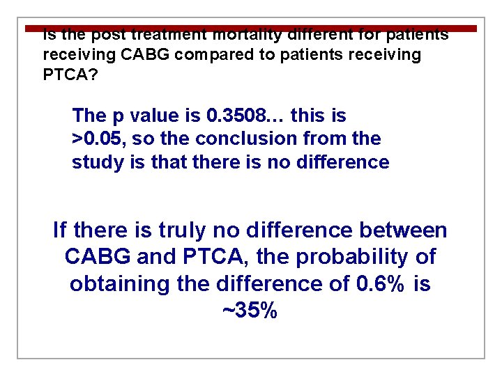 Is the post treatment mortality different for patients receiving CABG compared to patients receiving Is the post treatment mortality different for patients receiving CABG compared to patients receiving