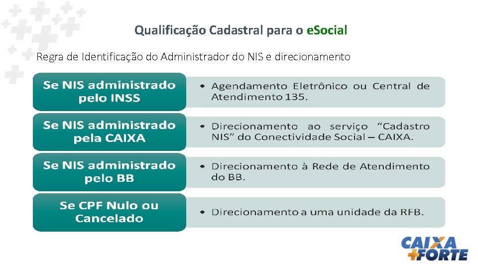 Qualificação Cadastral para o e. Social Regra de Identificação do Administrador do NIS e