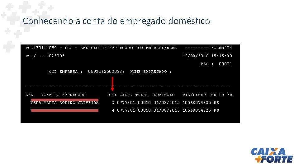 Conhecendo a conta do empregado doméstico FGC 1701. 1059 - FGC - SELECAO DE