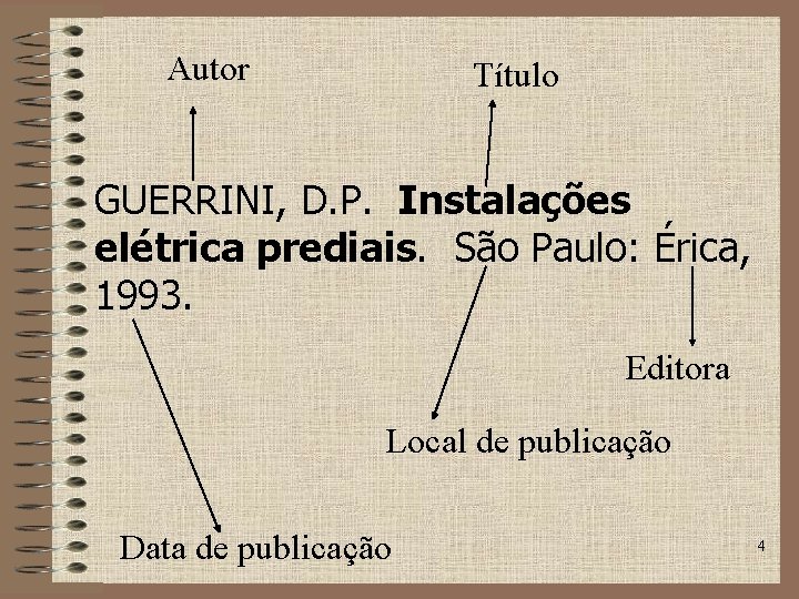 Autor Título GUERRINI, D. P. Instalações elétrica prediais. São Paulo: Érica, 1993. Editora Local