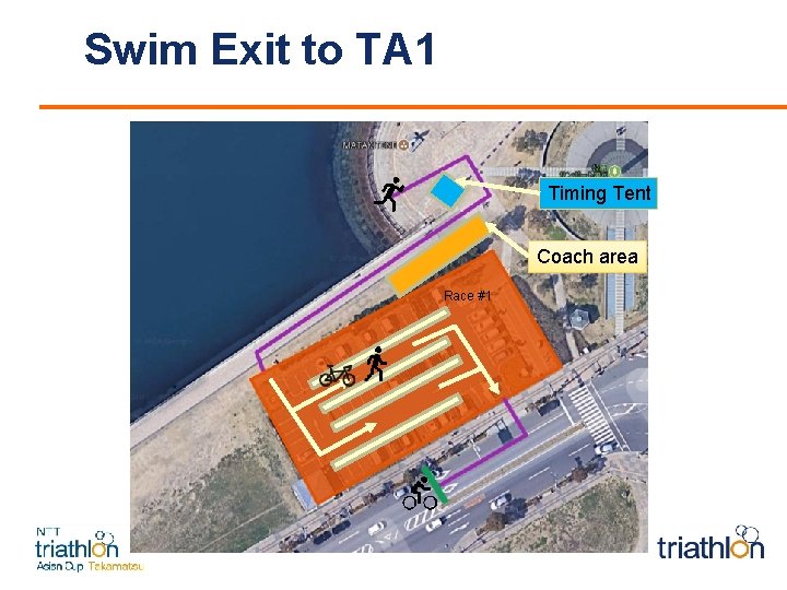 Swim Exit to TA 1 Timing Tent Coach area Race #1 