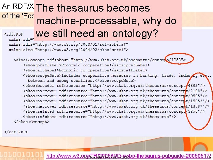 An RDF/XML serialization of the RDF description The thesaurus becomes of the 'Economic cooperation'