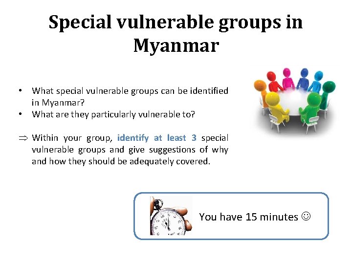 Special vulnerable groups in Myanmar • What special vulnerable groups can be identified in