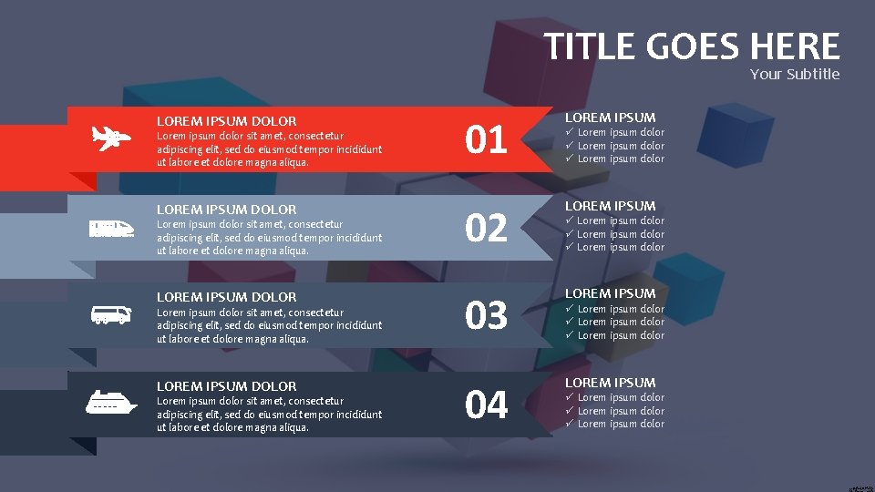 TITLE GOES HERE Your Subtitle LOREM IPSUM DOLOR Lorem ipsum dolor sit amet, consectetur