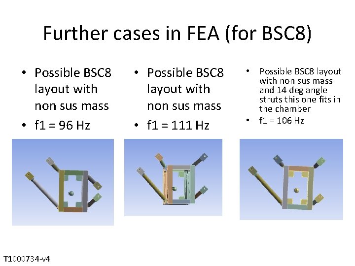 Further cases in FEA (for BSC 8) • Possible BSC 8 layout with non