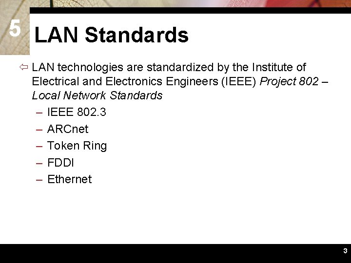 5 A SECTION Network Building Blocks Network Classifications