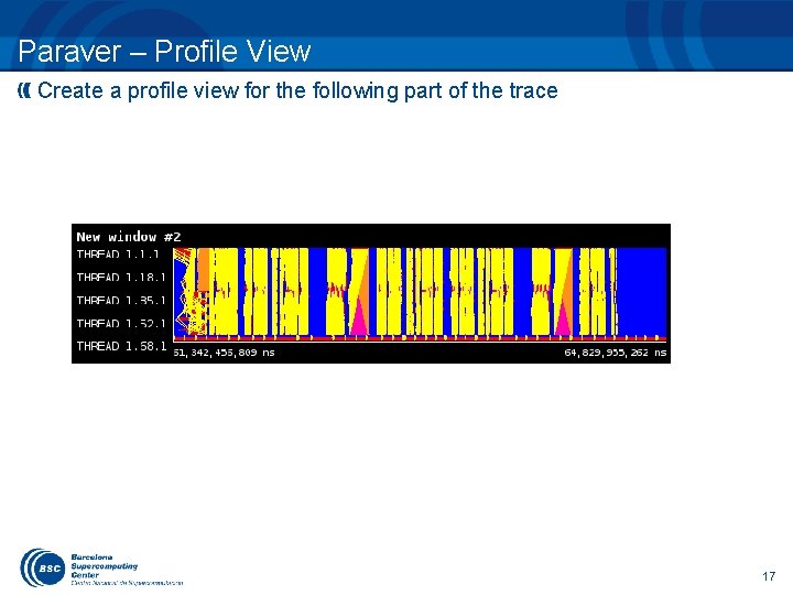 Paraver – Profile View Create a profile view for the following part of the