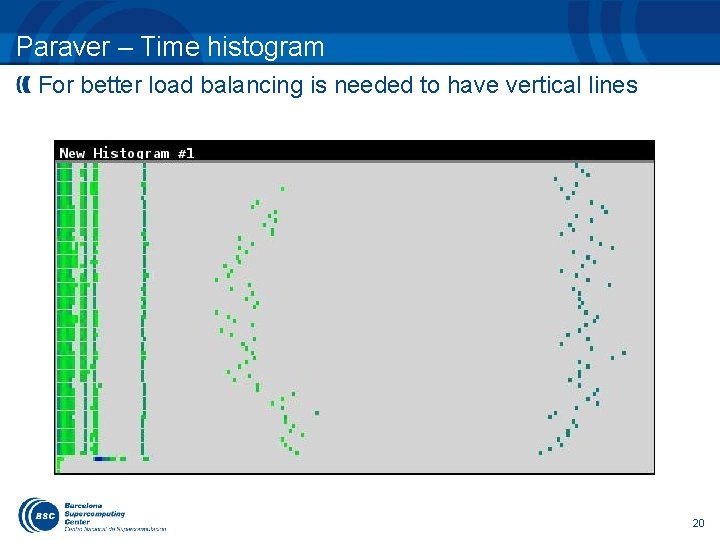 Paraver – Time histogram For better load balancing is needed to have vertical lines