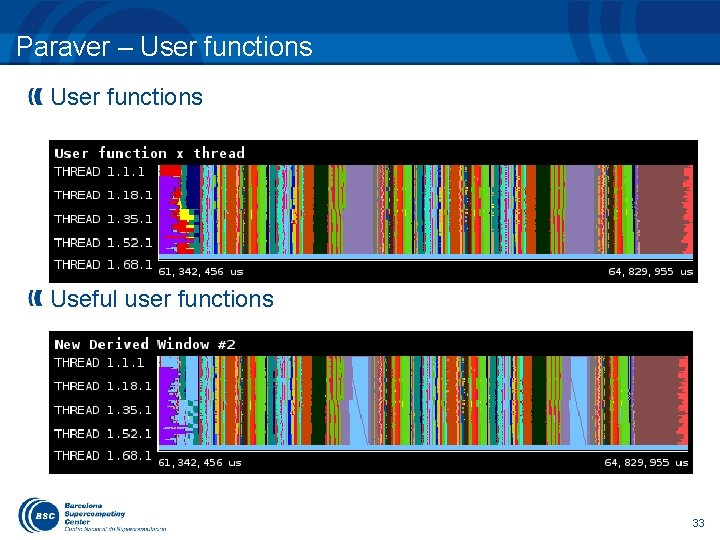 Paraver – User functions Useful user functions 33 