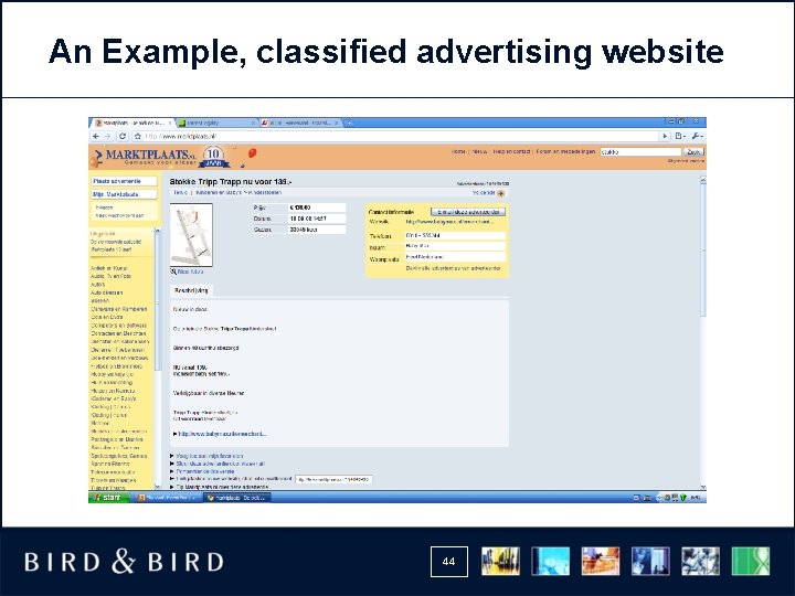 An Example, classified advertising website 44 