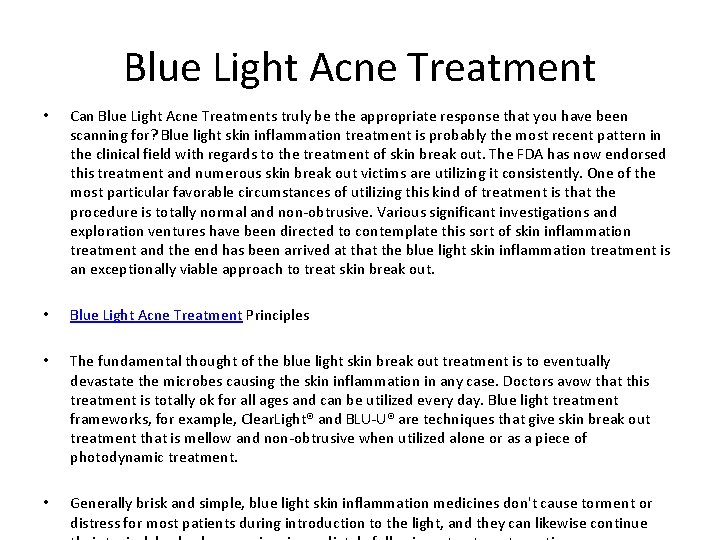 Blue Light Acne Treatment Acne Removal Treatment Clinic