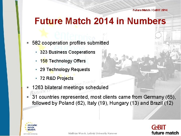 Future Match / Ce. BIT 2014 Future Match 2014 in Numbers § 582 cooperation