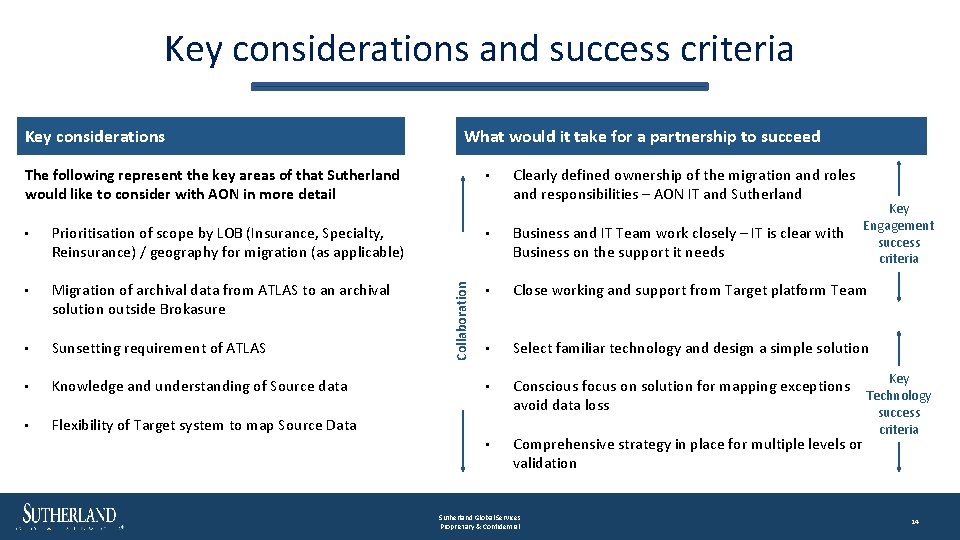 Key considerations and success criteria Key considerations What would it take for a partnership