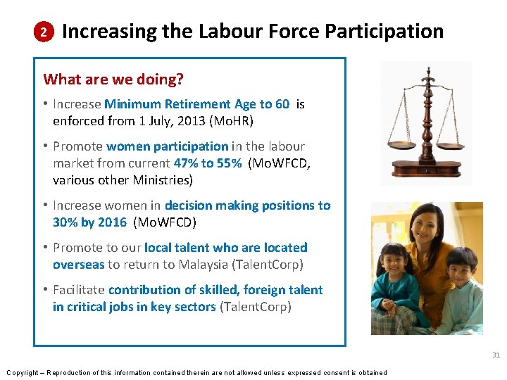 2 Increasing the Labour Force Participation What are we doing? • Increase Minimum Retirement