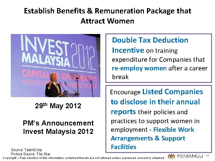 Establish Benefits & Remuneration Package that Attract Women Double Tax Deduction Incentive on training