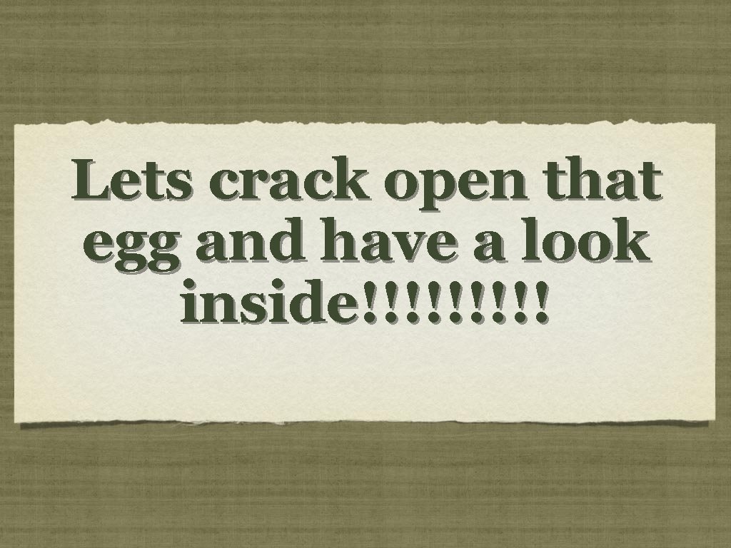 Lets crack open that egg and have a look inside!!!!! 