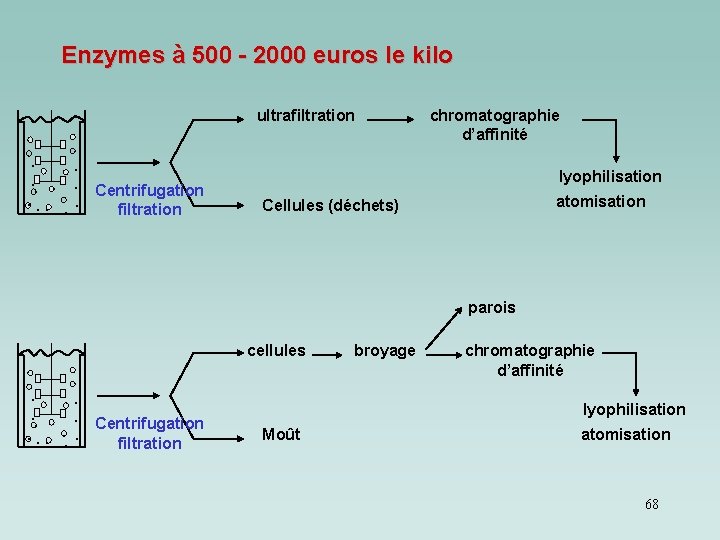 Enzymes à 500 - 2000 euros le kilo ultrafiltration. . Centrifugation. . filtration chromatographie Enzymes à 500 - 2000 euros le kilo ultrafiltration. . Centrifugation. . filtration chromatographie