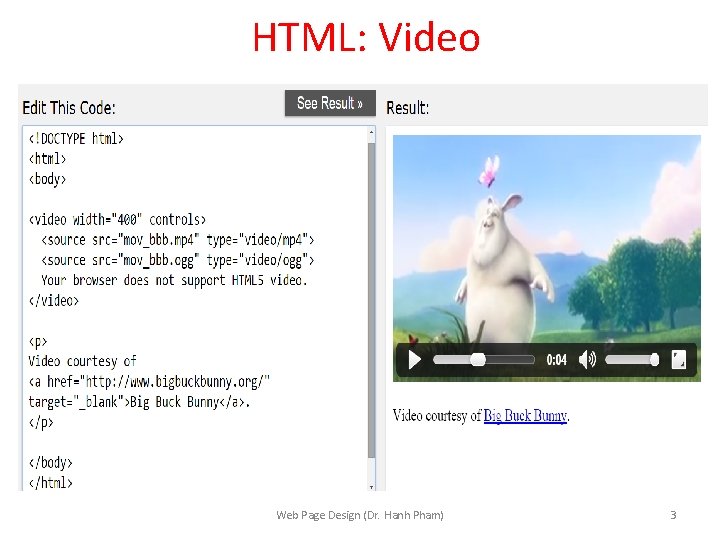 HTML: Video Web Page Design (Dr. Hanh Pham) 3 