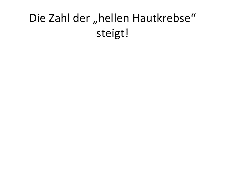 Die Zahl der „hellen Hautkrebse“ steigt! 