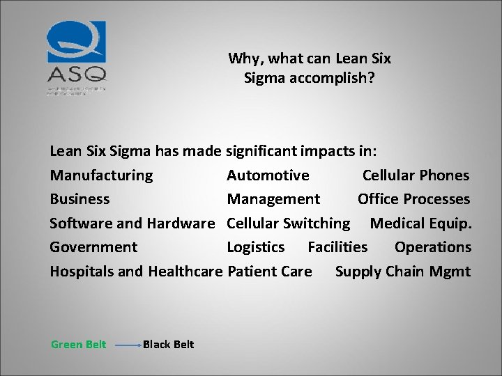 Why, what can Lean Six Sigma accomplish? Lean Six Sigma has made significant impacts