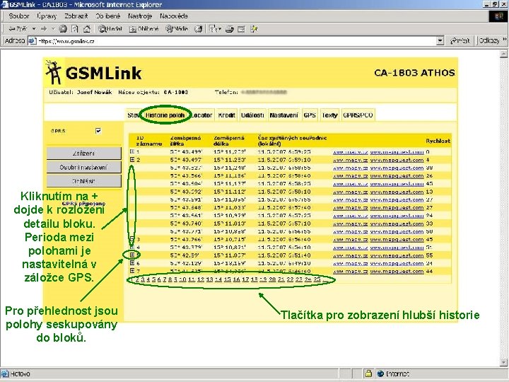 Kliknutím na + dojde k rozložení detailu bloku. Perioda mezi polohami je nastavitelná v