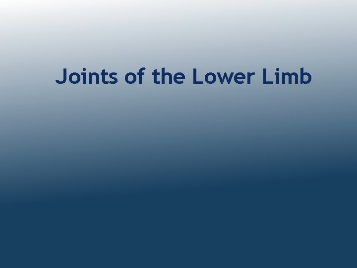 Joints of the Lower Limb 