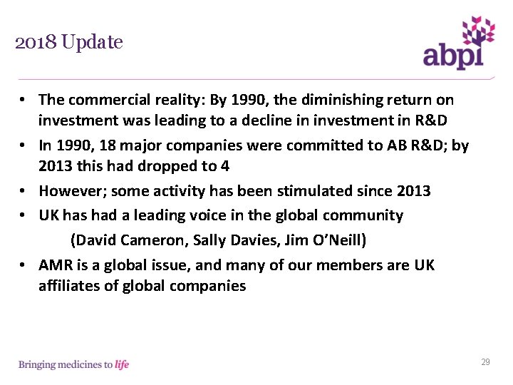 2018 Update • The commercial reality: By 1990, the diminishing return on investment was