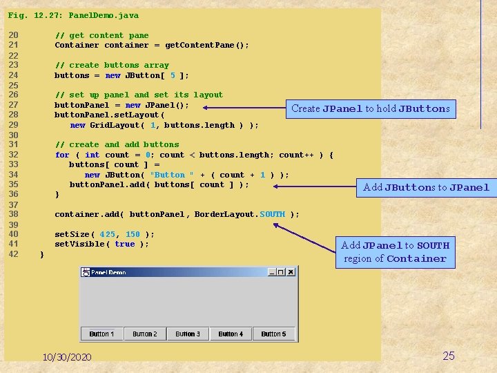 Fig. 12. 27: Panel. Demo. java 20 21 22 23 24 25 26 27