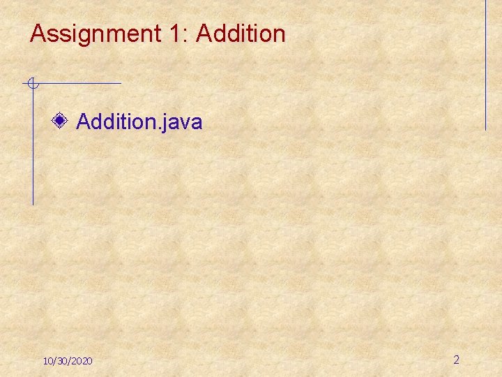 Assignment 1: Addition. java 10/30/2020 2 