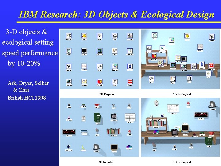 IBM Research: 3 D Objects & Ecological Design 3 -D objects & ecological setting