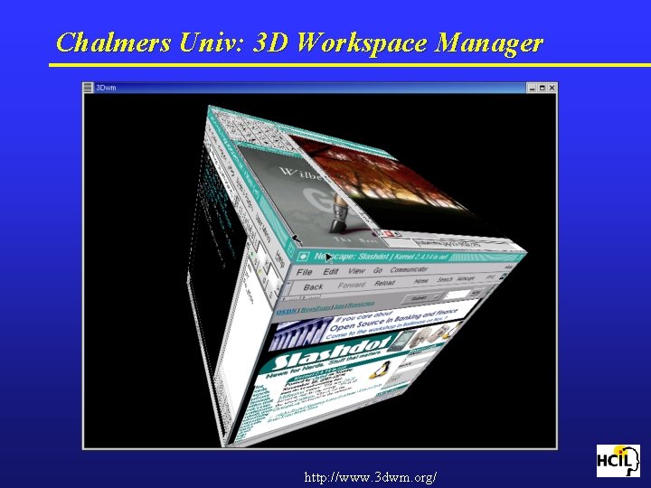 Chalmers Univ: 3 D Workspace Manager http: //www. 3 dwm. org/ 