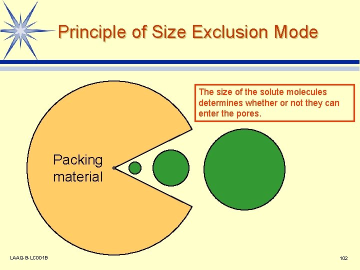 Principle of Size Exclusion Mode The size of the solute molecules determines whether or