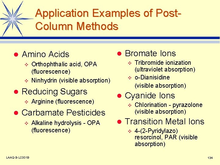 Application Examples of Post. Column Methods l Amino Acids v v l l Arginine