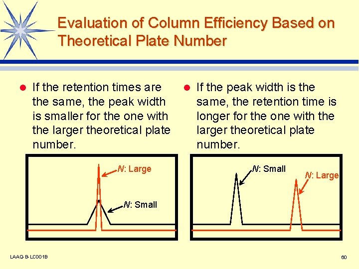 Evaluation of Column Efficiency Based on Theoretical Plate Number l If the retention times